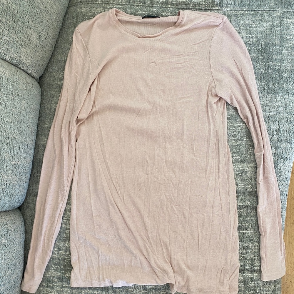 ATM light pink ribbed LS